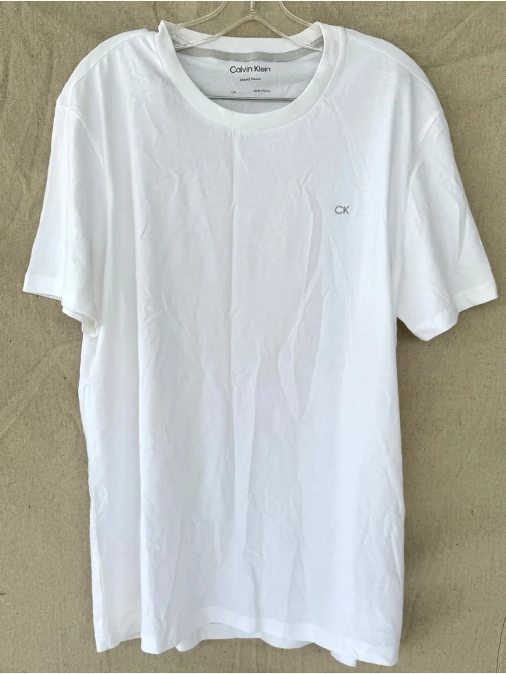 Calvin Klein Liquid Touch Classic Fit White Crewneck Short Sleeve T-Shirt Size L - Picture 1 of 5